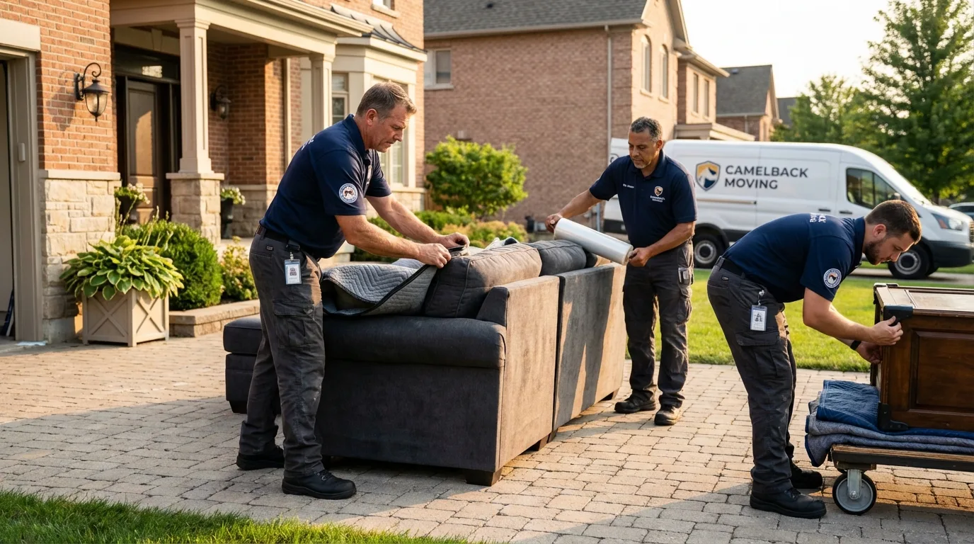 Large estate moving crew wrapping furniture in Kendall Park, NJ