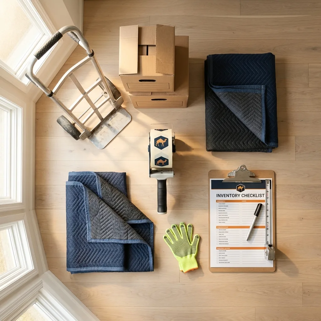 Professional moving supplies and packing materials layout for Kendall Park residential relocations